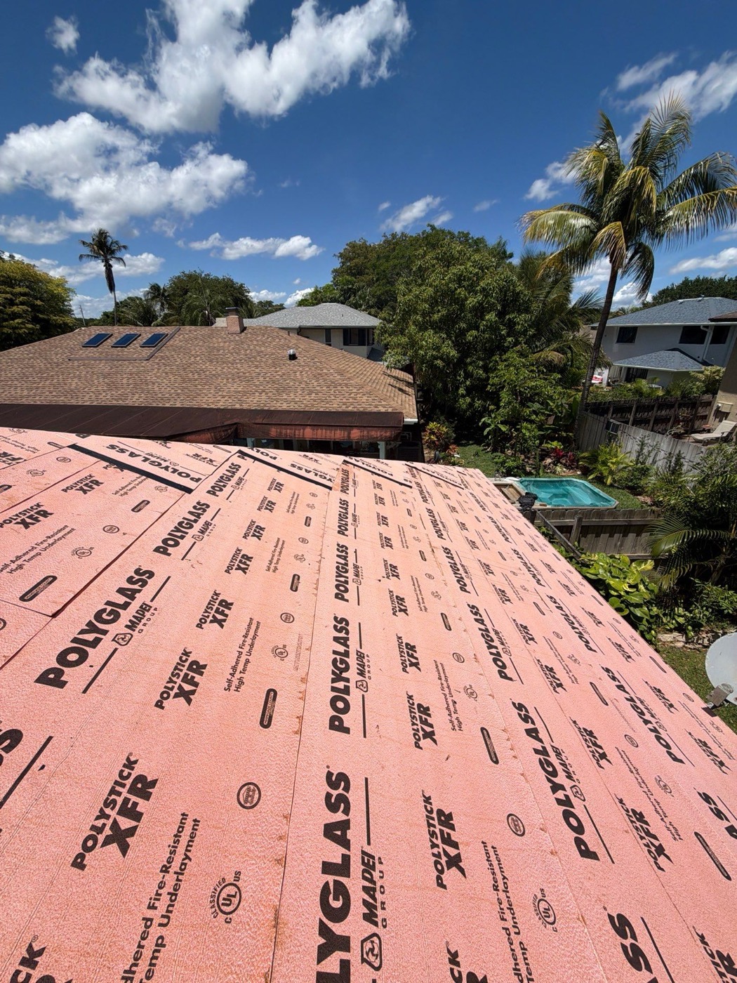 Underlayment — Kaizen Roofing roof replacement in Miami-Dade: New synthetic underlayment installed